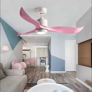Quạt trần đèn, cánh nhựa hồng, thiết kế hiện đại QT-102H