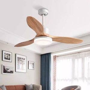 Quạt trần đèn, cánh giả gỗ, thiết kế hiện đại QT-107