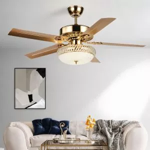 Quạt trần đèn, 5 cánh kim loại, thiết kế cổ điển QT-134