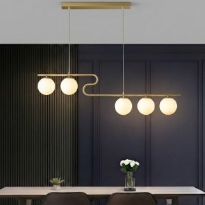 Đèn chùm hiện đại – thiết kế thả ngang, quả cầu thủy tinh đục DC-425