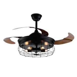 Quạt Trần Đèn, Cánh Xếp, Thiết Kế Retro QT-194