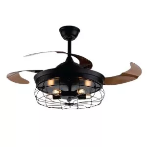Quạt Trần Đèn, Cánh Xếp, Thiết Kế Retro QT-194