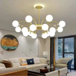Đèn chùm hiện đại – thiết kế kiểu tròn, chao thủy tinh đục nghệ thuật DC-441