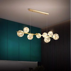 Đèn chùm hiện đại – thiết kế thả ngang, chao thủy tinh DC-427