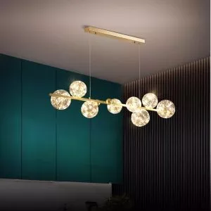 Đèn chùm hiện đại – thiết kế thả ngang, chao thủy tinh DC-427
