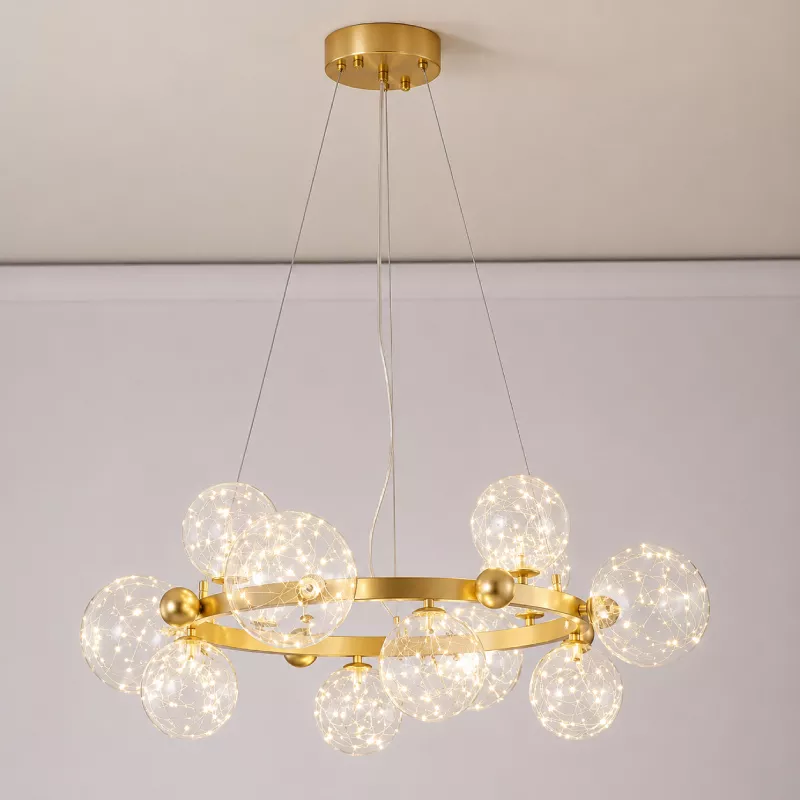 Đèn thả hiện đại - thiết kế kiểu tròn, chao thủy tinh nghệ thuật DT-27 - Hình ảnh 3