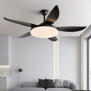 Quạt trần đèn, cánh nhựa đen, thiết kế đơn giản hiện đại QT-198