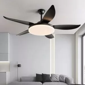 Quạt trần đèn, cánh nhựa đen, thiết kế đơn giản hiện đại QT-198