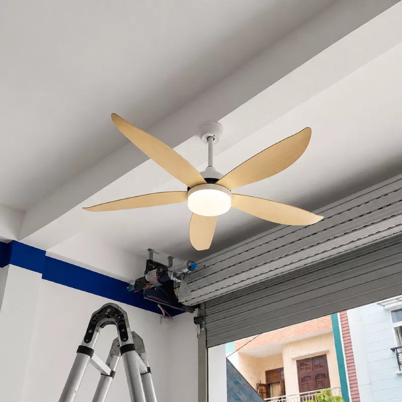 Quạt trần đèn cánh nhựa giả gỗ hiện đại QT-202 - Hình ảnh 4
