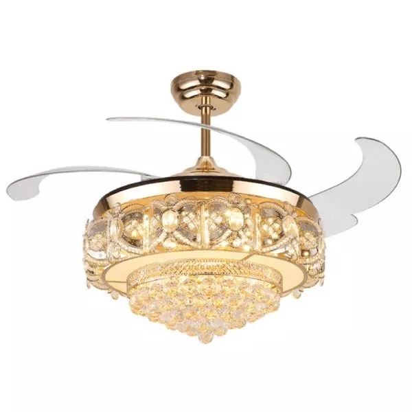Quạt Trần Đèn, Cánh Xếp, Phối Khung Phale Cao Cấp Qt-177