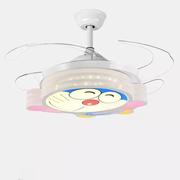 Quạt Trần Đèn, Cánh Xếp, Thiết Kế Hình Doremon Cho Phòng Bé Qt-185