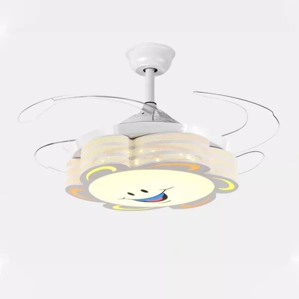 Quạt Trần Đèn, Cánh Xếp, Thiết Kế Hình Hoa Mặt Trời Cho Phòng Bé Qt-186