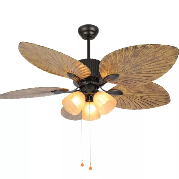 Quạt Trần Thiết Kế 5 Cánh Lá Cọ Tích Hợp Đèn Led Nghệ Thuật Qt-192