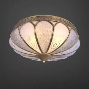 Đèn ốp trần đồng, mặt kính nghệ thuật OCD-016