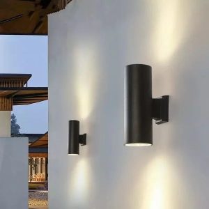 Đèn tường Led hiện đại ngoài trời kiểu trụ màu đen, hắt 2 đầu VNT-370Đ