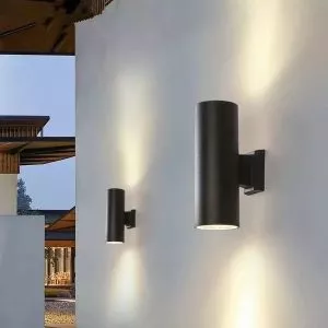 Đèn tường Led hiện đại ngoài trời kiểu trụ màu đen, hắt 2 đầu VNT-370Đ