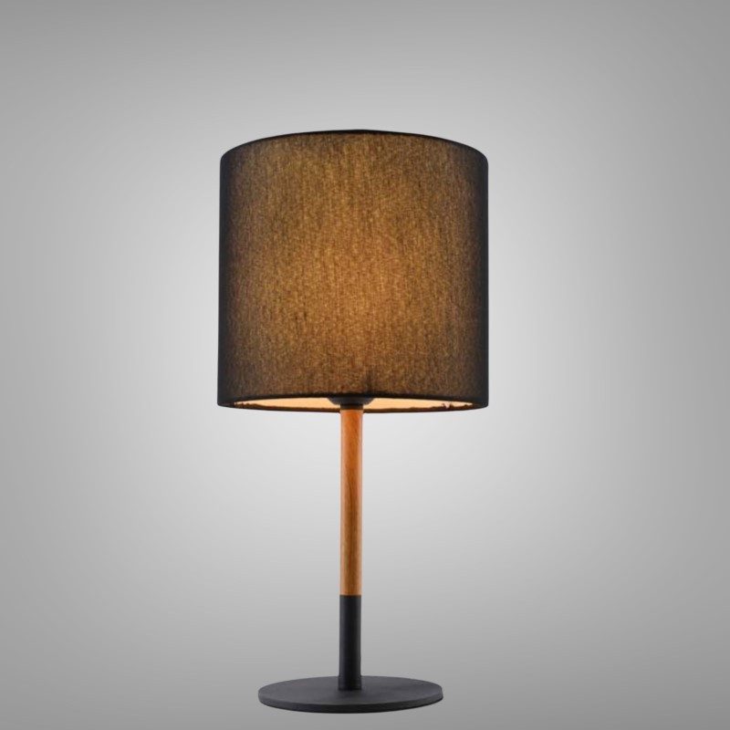 Đèn bàn chụp vải, thân kim loại phối gỗ, giá rẻ DB-676