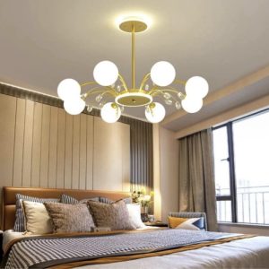 Đèn chùm hiện đại – thiết kế kiểu tròn, chao thủy tinh đục nghệ thuật DC-441