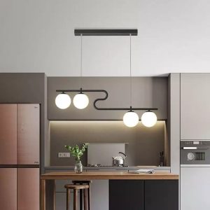 Đèn chùm hiện đại – thiết kế thả ngang, quả cầu thủy tinh đục DC-424