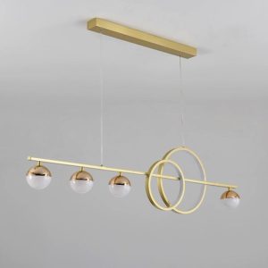Đèn chùm hiện đại – thiết kế thả ngang, vòng led hiện đại phối quả cầu DC-423