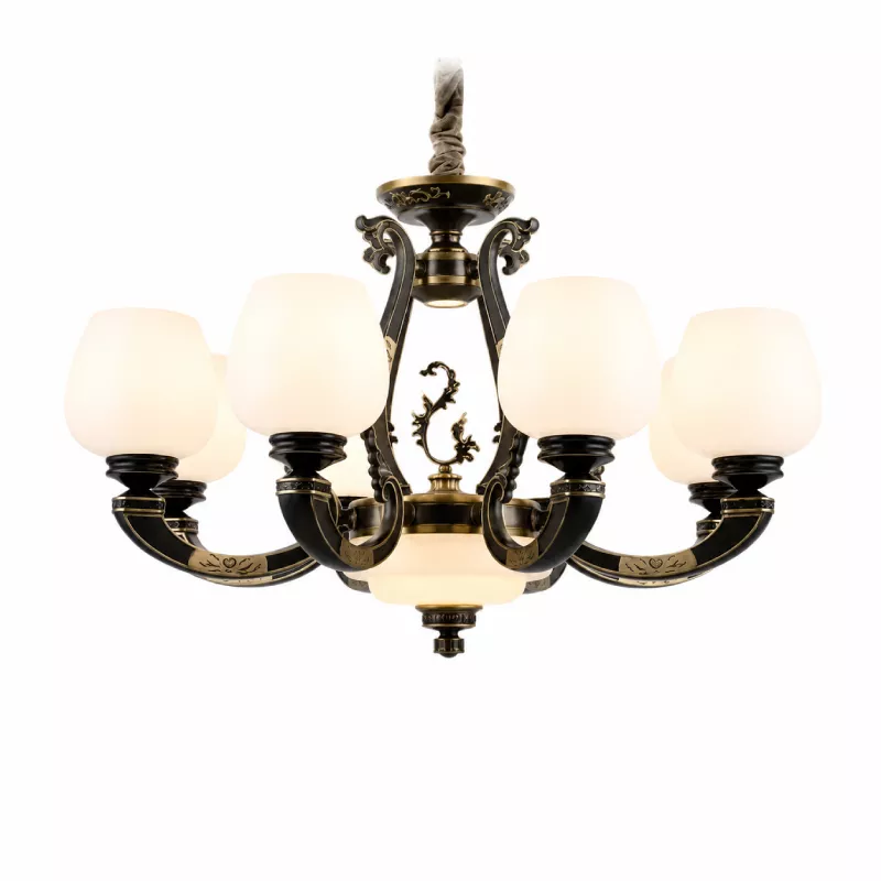 Đèn chùm tân cổ điển, chao thủy tinh 8 bóng cao cấp DC-1558 - Hình ảnh 2