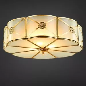 Đèn ốp trần đồng, mặt kính nghệ thuật OCD-005