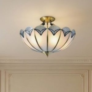 Đèn ốp trần đồng, mặt kính nghệ thuật OCD-035