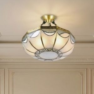 Đèn ốp trần đồng, mặt kính nghệ thuật OCD-039
