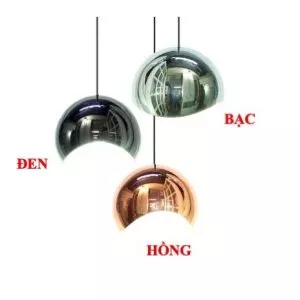 Đèn thả decor – chao kim loại hình bầu si màu crome/vàng hồng/đen bóng cao cấp TDC-171