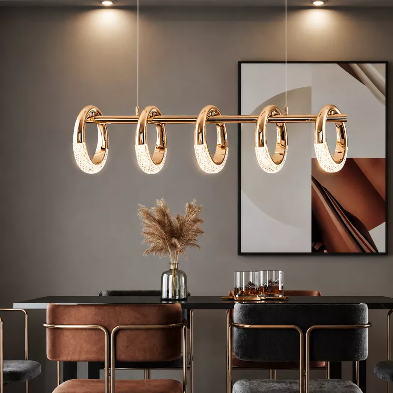 Đèn thả LED nghệ thuật 5 bóng hình vòng tròn hoa DT-01 - Hình ảnh 5