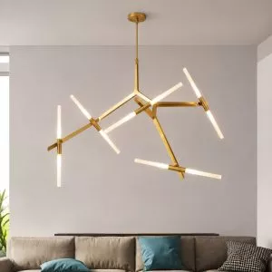 Đèn thả thiết kế Bắc Âu, thanh ngang phối thủy tinh ống hiện đại TDC-228