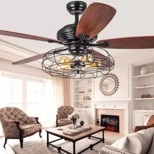 Quạt trần đèn, cánh kim loại, thiết kế cổ điển QT-104