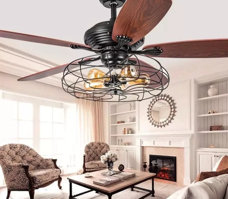 Quạt Trần Đèn, Cánh Kim Loại, Thiết Kế Cổ Điển Qt-104 - Hình Ảnh 2