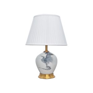 Đèn bàn thân sứ, chụp vải phong cách Trung Hoa cao cấp DB-697