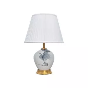 Đèn bàn thân sứ, chụp vải phong cách Trung Hoa cao cấp DB-697