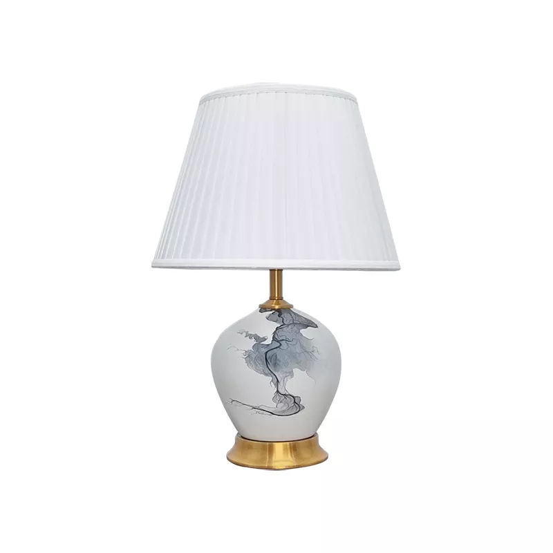 Đèn bàn thân sứ, chụp vải phong cách Trung Hoa cao cấp DB-697 - Hình ảnh 2