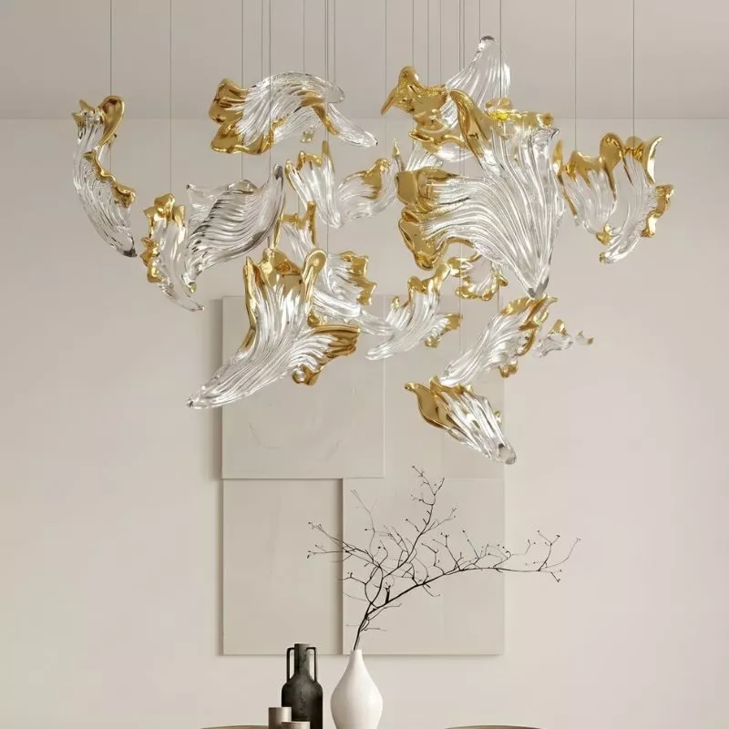 Đèn thả Decor – Thiết kế hiện đại thủy tinh hình chiếc lá TDC-2280