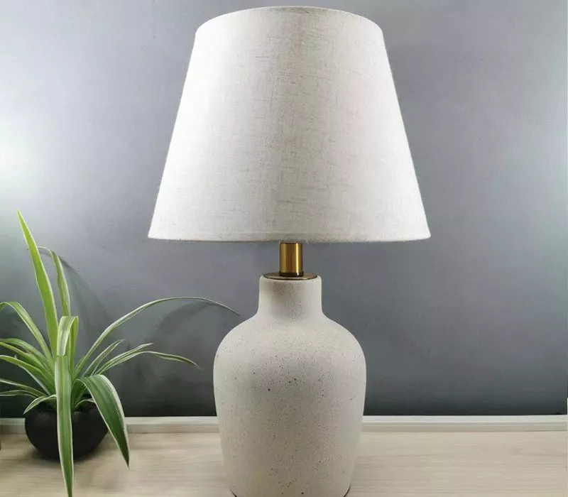 Đèn Bàn Thân Gốm, Chụp Vải Phong Cách Wabi-Sabi Nhật Bản Db-699