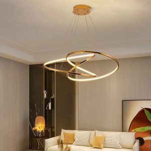 Đèn thả hiện đại thiết kế vòng xoắn inox xi vàng DC-660