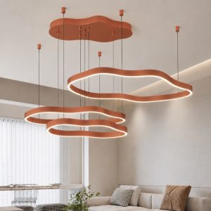 Đèn thả hiện đại thiết kế vòng lượn sóng inox si hồng cao cấp DC-675