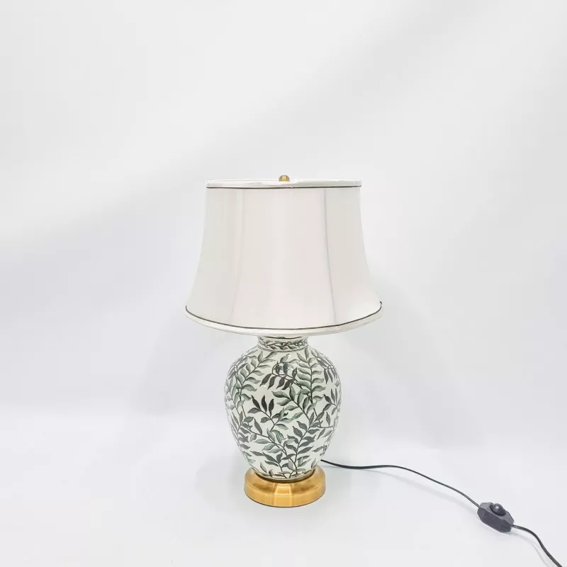 Đèn bàn thân sứ, họa tiết chiếc lá phong cách Trung Hoa DB-709 - Hình ảnh 2