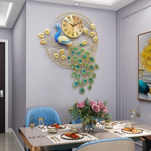 Đồng hồ treo tường hiện đại hình con công DH-2202