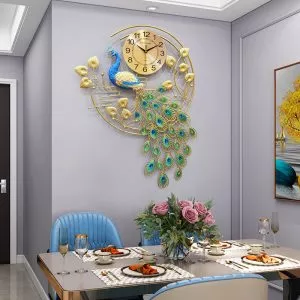 Đồng hồ treo tường hiện đại hình con công DH-2202