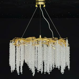 Đèn chùm thiết kế pha lê hiện đại dáng tròn hình lá DC-2464