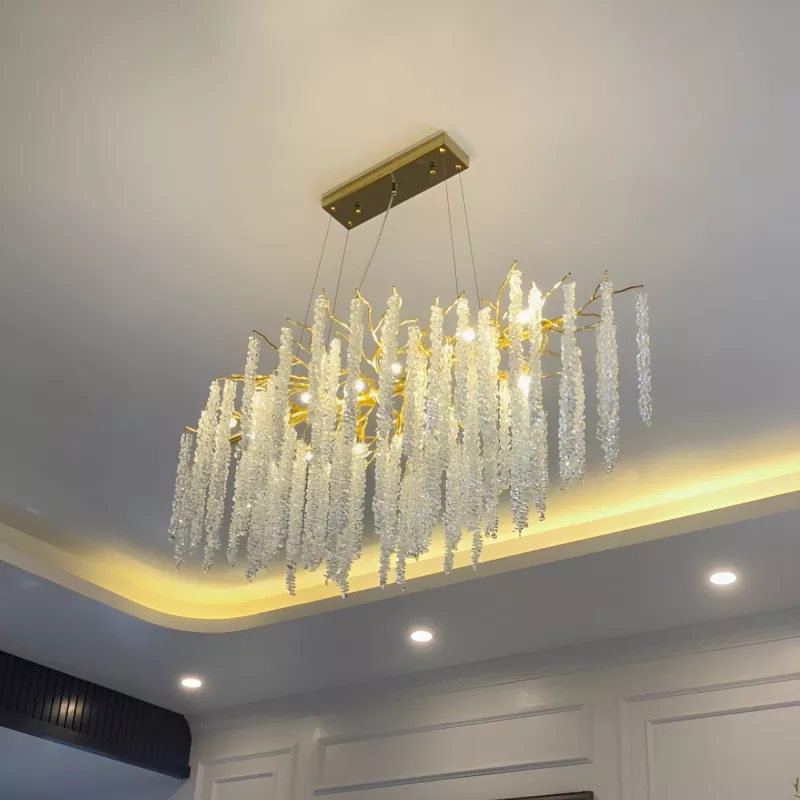 Đèn chùm thiết kế pha lê hiện đại thả ngang hình lá DC-2463 - Hình ảnh 3