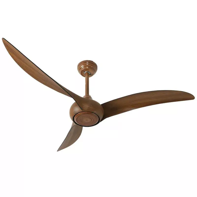Quạt trần 3 cánh màu nâu gỗ, thiết kế dáng uốn nghệ thuật QT-62 - Hình ảnh 2