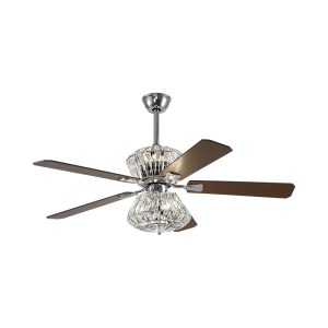 Quạt trần 5 cánh gỗ – trang trí đèn pha lê sang trọng QT-45