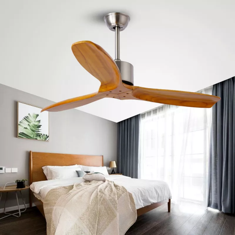 Quạt trần cánh gỗ, thiết kế tối giản hiện đại QT-40