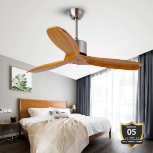 Quạt trần cánh gỗ, thiết kế tối giản hiện đại QT-40
