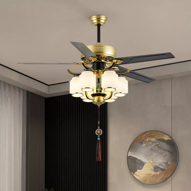 Quạt trần đèn 5 cánh gỗ, phong cách cổ điển QT-74 - Hình ảnh 4